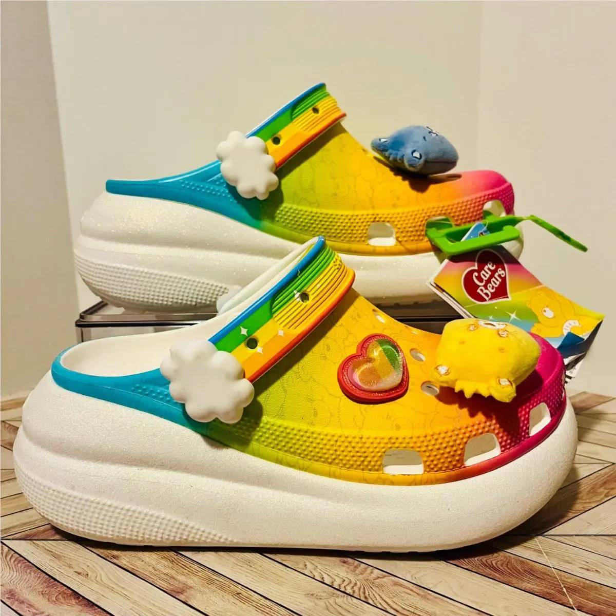 Crocs x Care Bears Crush Clogs Men 4 Women 6 Rainbow Platform Jibbitz Light Up