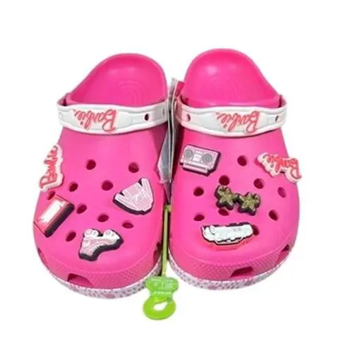 Barbie x Crocs Classic Clog Pink Flamingo Charms Movie Shoe Size 11 Women Mens 9