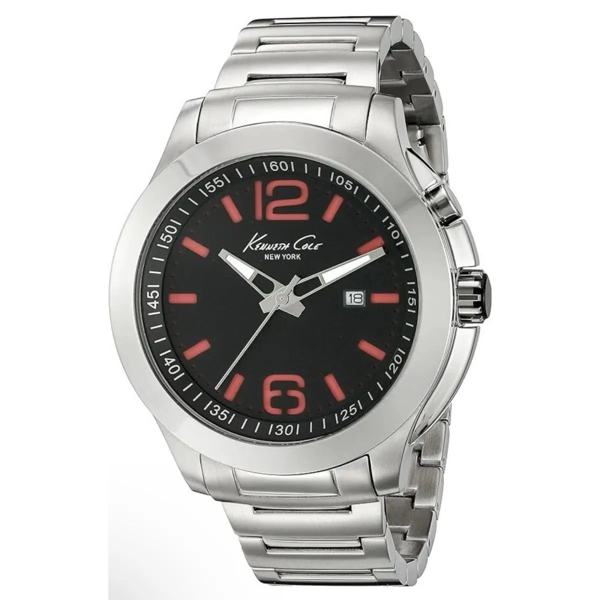 Kenneth Cole Mens Blacklight Wrist Band Watch Analog Stainless Steel 10022557