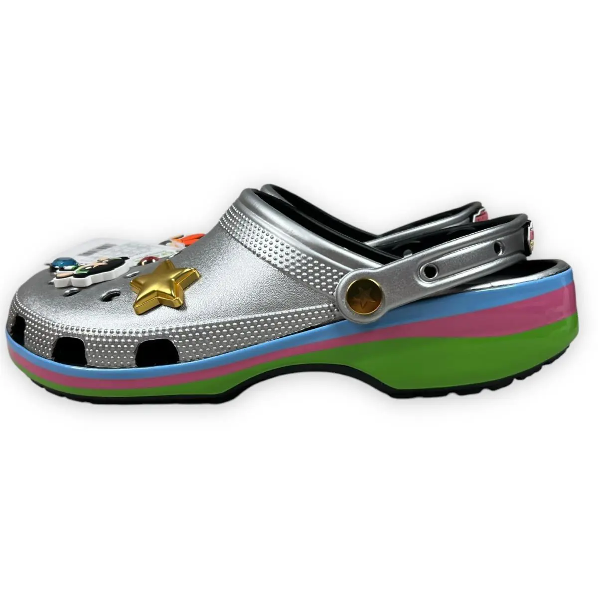 Crocs Powerpuff Girls Clog Mens 10 Womens 12 Silver Buttercup Bubbles Blossom