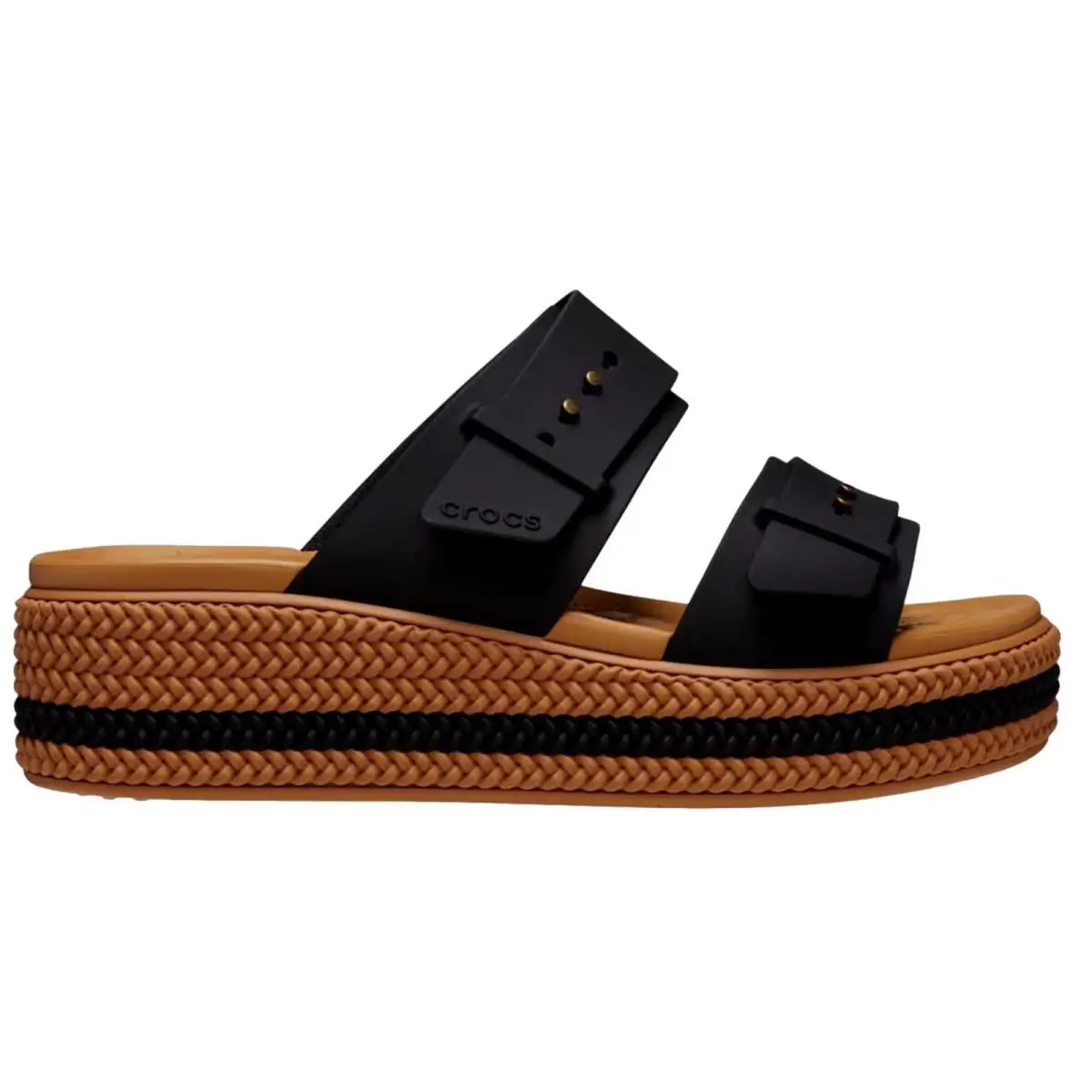 Crocs Brooklyn Woven Buckle Black 209978-001 Women`s Size 6 Medium