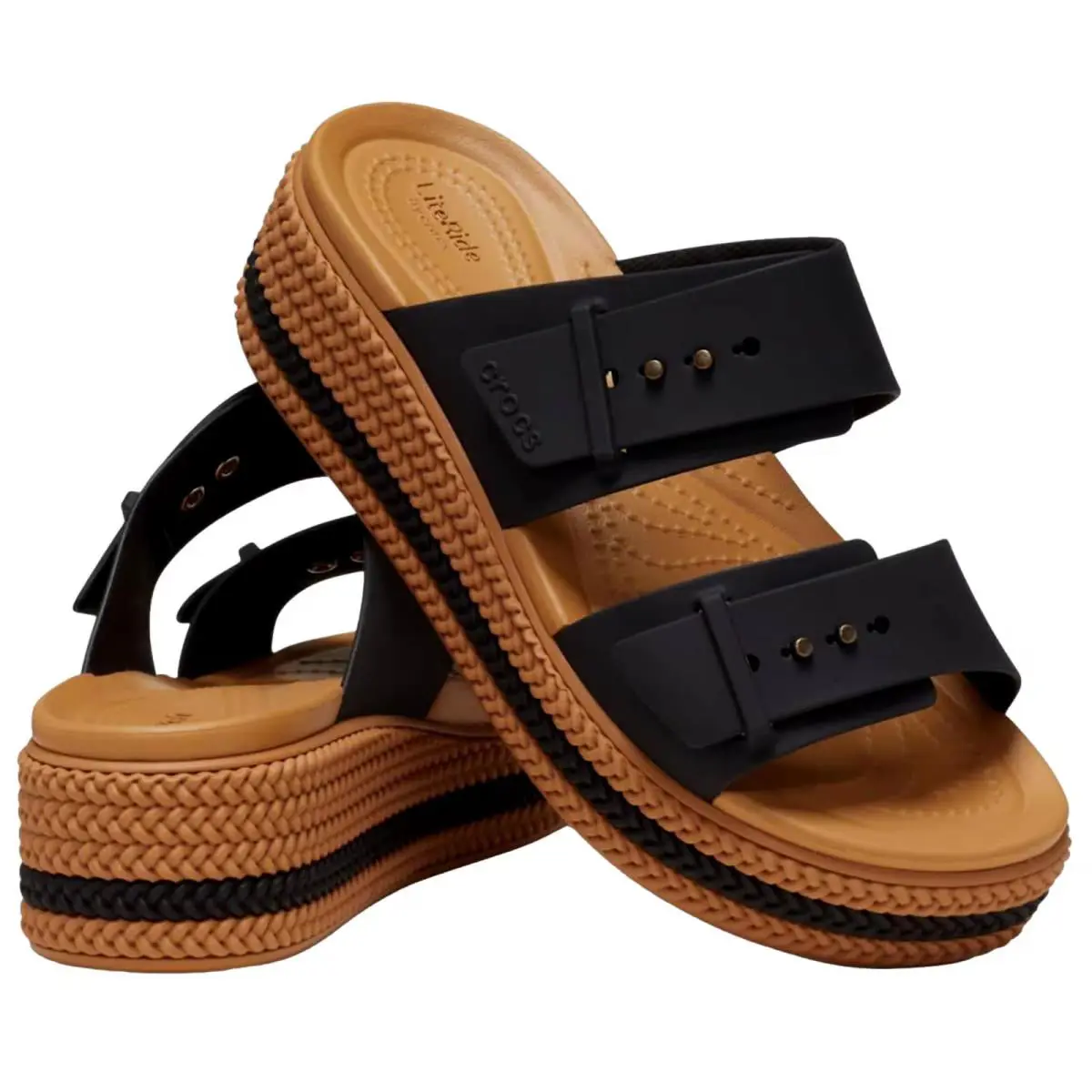 Crocs shoes - Brooklyn Woven Buckle - Brooklyn Woven Buckle - 209978-001-6-Medium - Black (UPC: 196265695867) 2