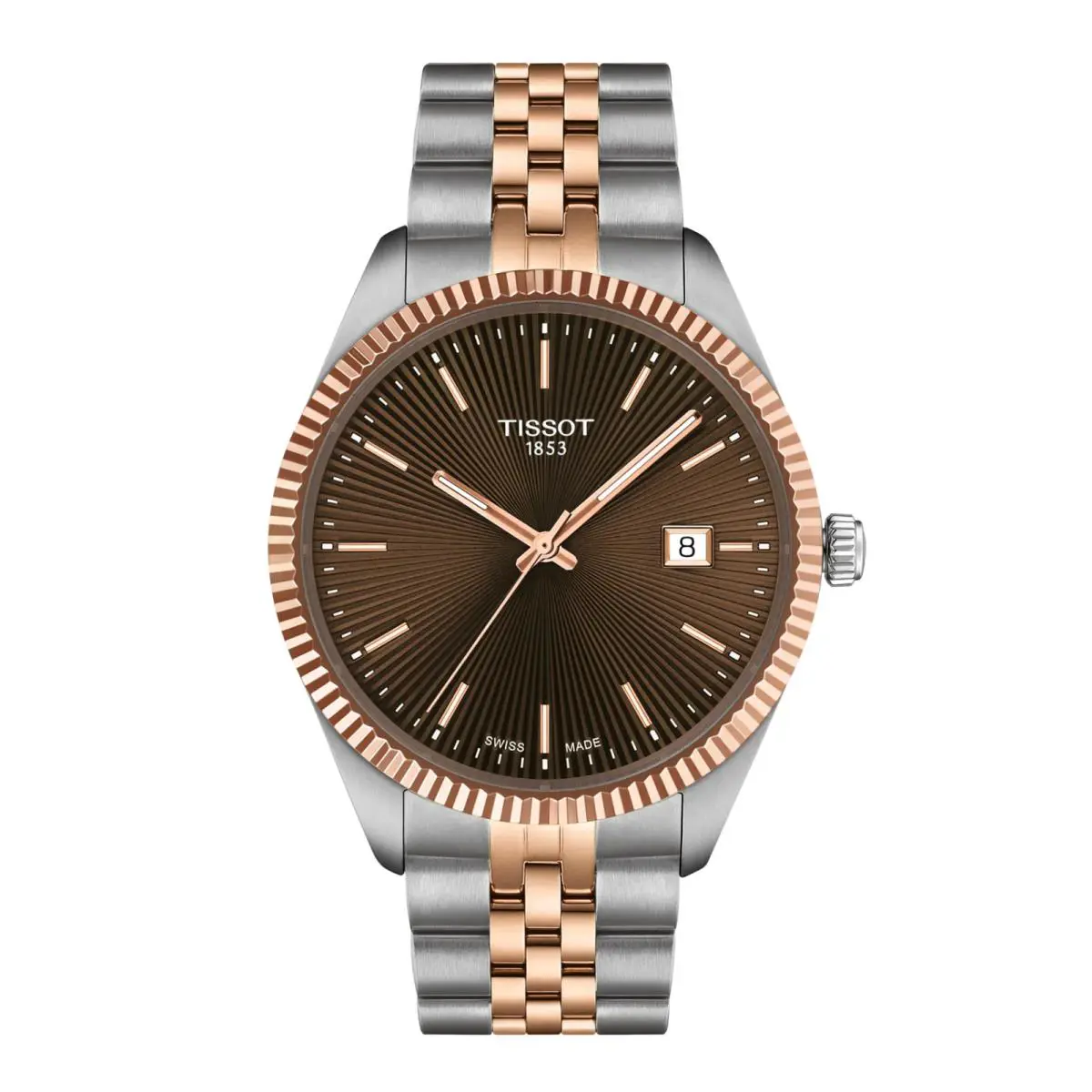 Tissot Ballade 40mm Brown Dial Men`s Watch T156.410.22.291.01 - Dial: Brown, Band: Silver, rose, Bezel: Rose