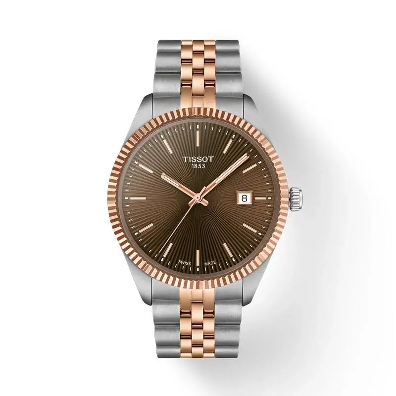 Ballade 40mm Brown Dial Two Toned Watch T1564102229101 by Tissot