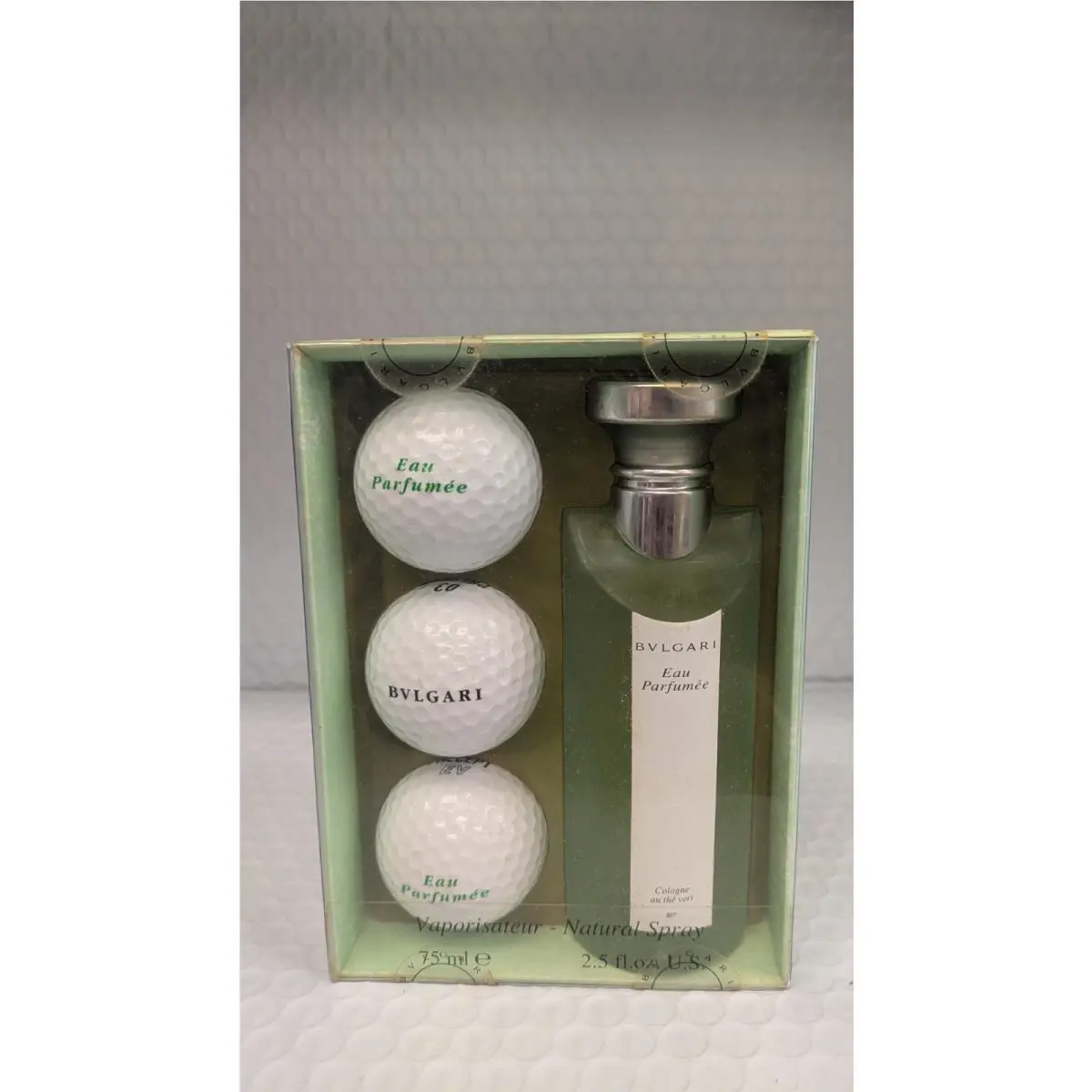 Bvlgari Cologne Au The Vert Perfume Set 2.5 oz + 3 Golf Balls.sealed