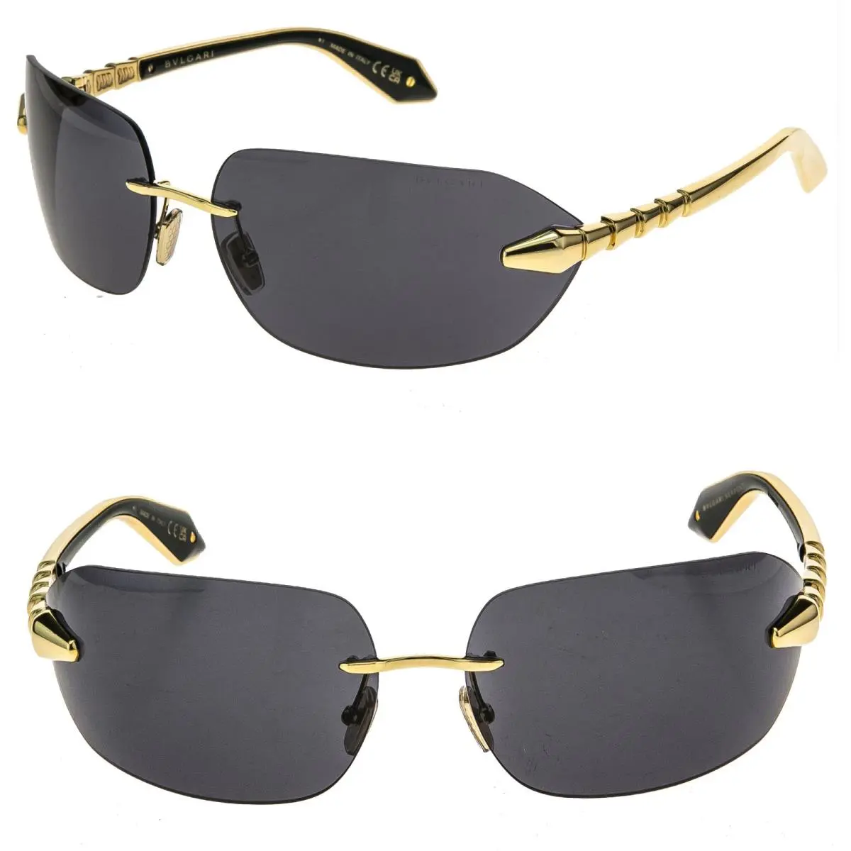 Bvlgari 40025 Serpenti Viper BV40025U Black Gold Snake Scales Sunglasses 32A