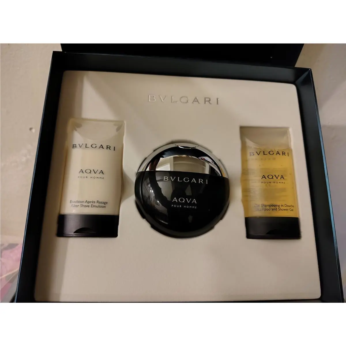 Set 3pc Bvlgari Aqva Pour Homme Edt Spray 3.4 OZ + A/s Balm + S/g Men
