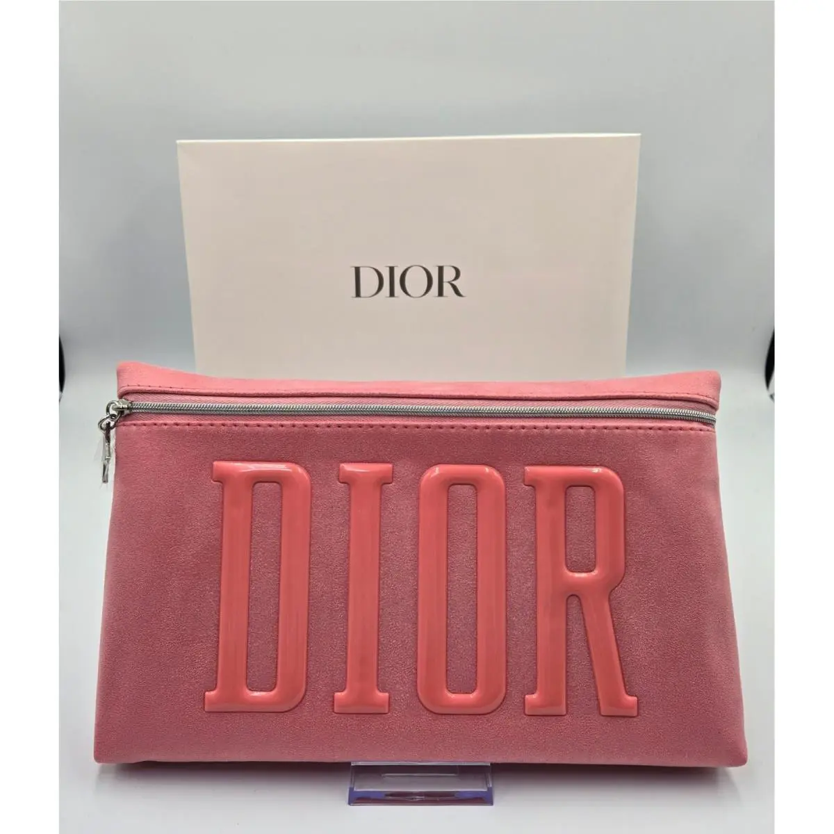 Dior Pouch Clutch Bag Makeup Cosmetic Travel Accessory Pink with Star Charm