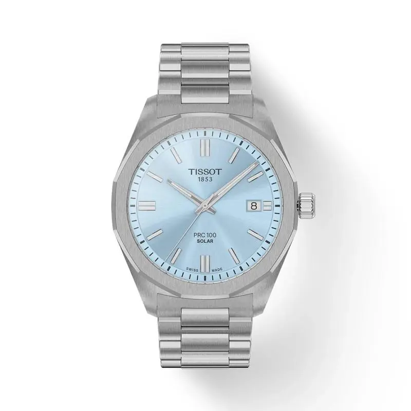 Tissot Prc 100 Solar 39mm Blue Dial Stainless Steel Watch T1514221135100 - Dial: Blue, Band: Silver