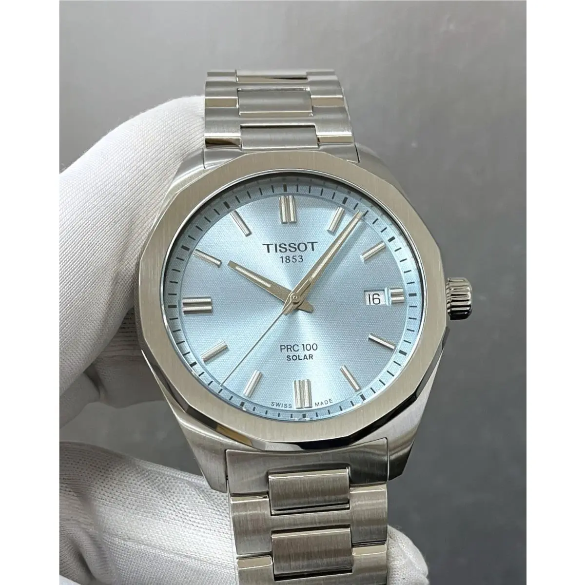 Tissot Prc 100 Solar Quartz 39mm Ice Blue Dial Men`s Watch T151.422.11.351.00