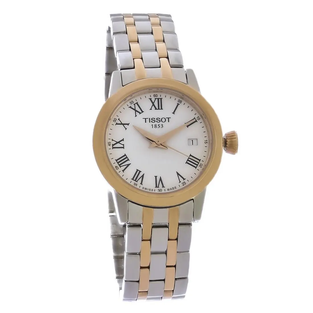 Tissot Classic Dream Quartz White Dial Ladies Watch T129.210.22.013.00 - Dial: White, Band: Gray, Pink, Bezel: Pink