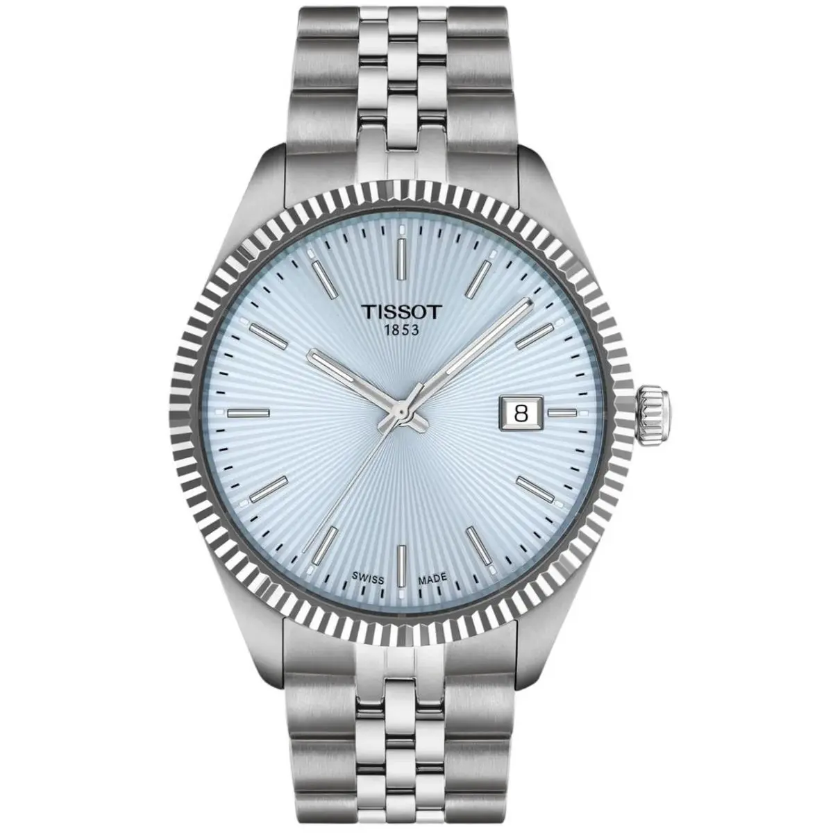 Tissot Ballade Quartz 40mm Ice Blue Dial Steel Men`s Watch T156.410.11.351.00 - Dial: Blue, Band: Gray, Silver, Bezel: Gray, Silver