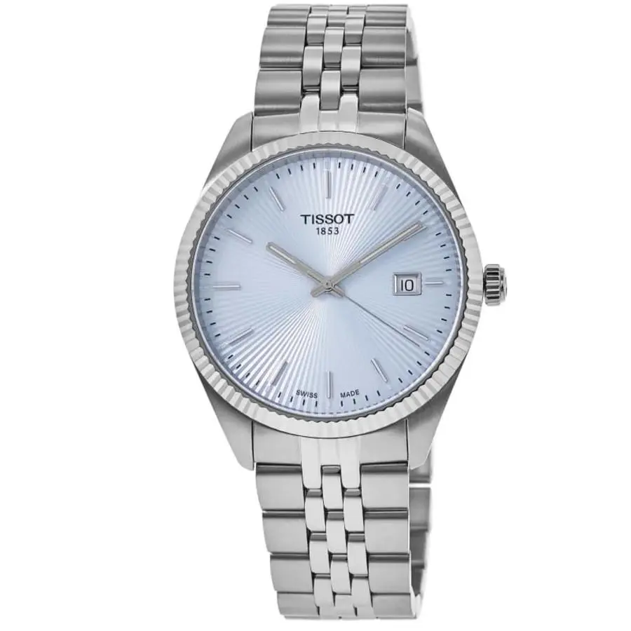 Tissot Ballade 40mm Silver Dial Men`s Watch T156.410.11.351.00 - Dial: Blue, Band: Silver, Bezel: Silver