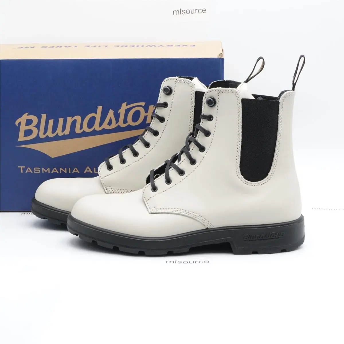 US Size 11 Women`s / Aus 8 Blundstone 2324 Lace-up Leather Combat Boots White - White