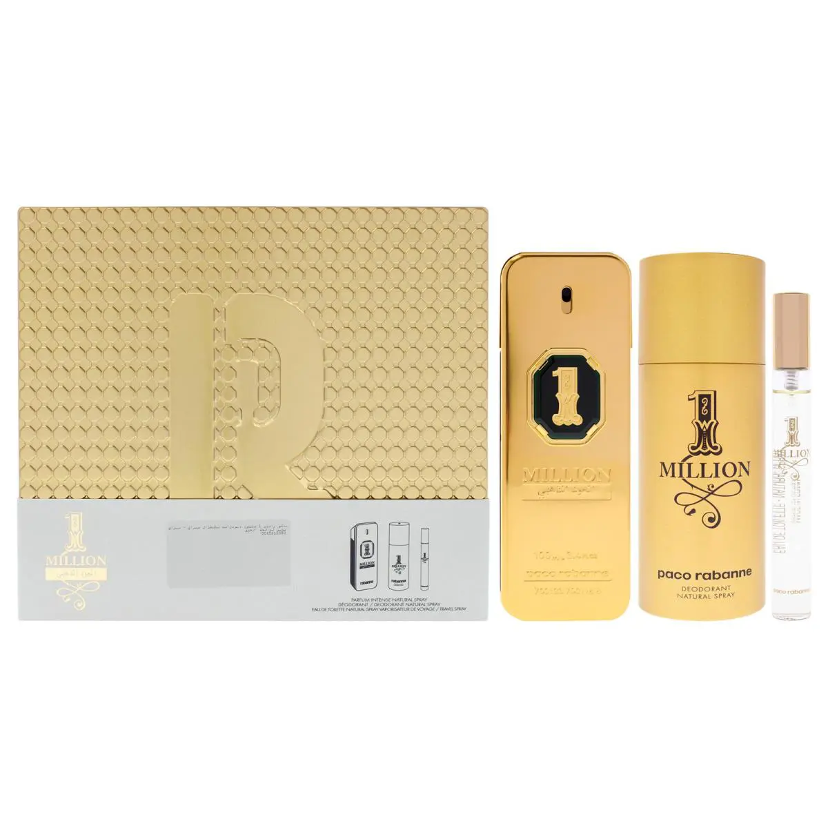1 Million Golden Intense by Paco Rabanne For Men - 3 Pc Gift Set