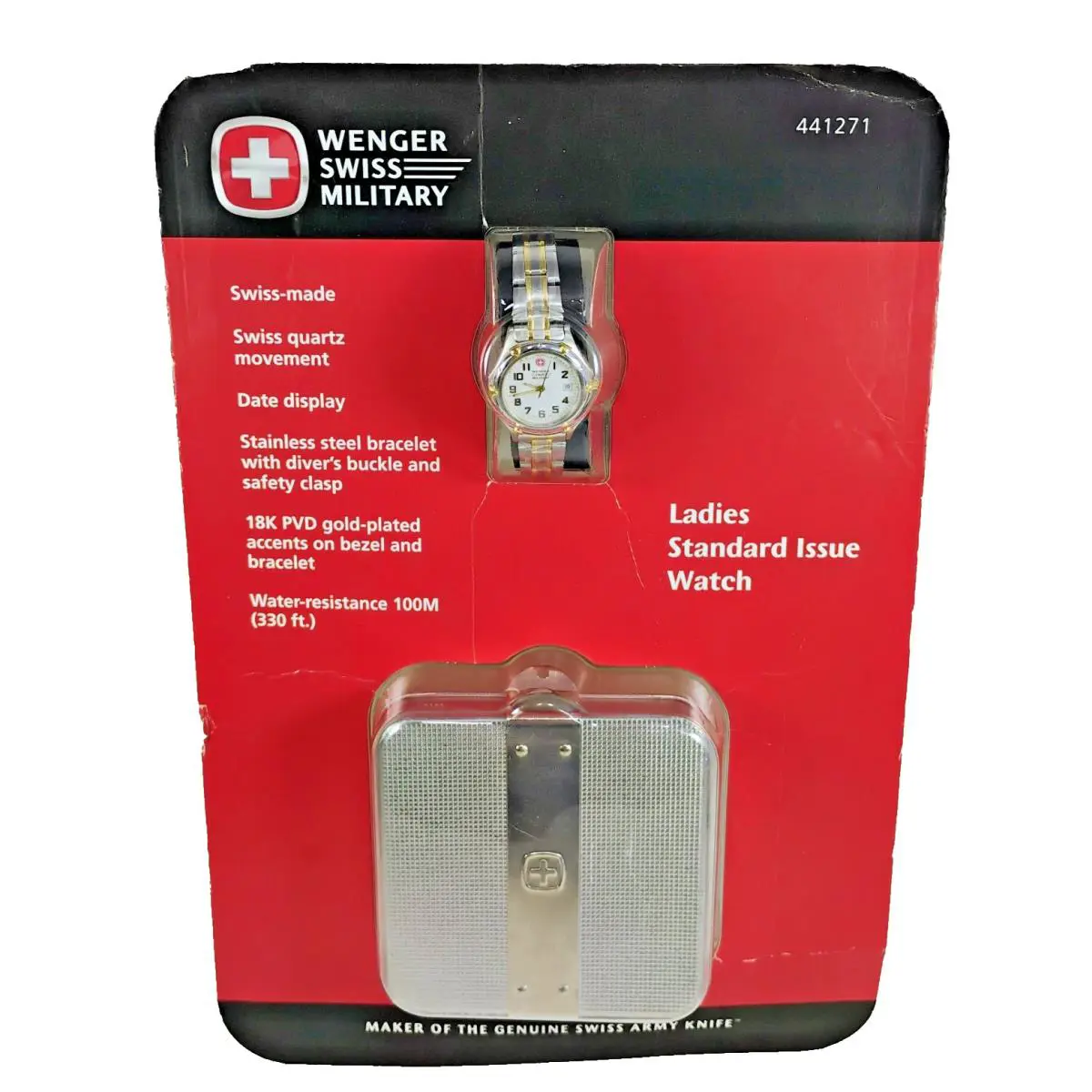 Ladies Wenger Swiss Military Watch Case 18k Gold Plate Water Resistant 44127