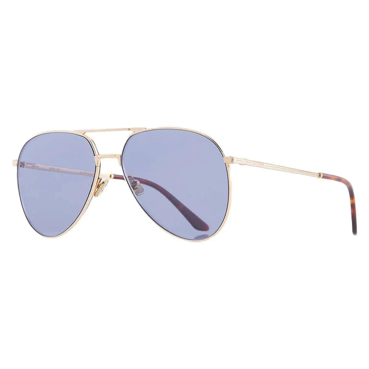 Valentino Blue Pilot Unisex Sunglasses VLS-172 C 60 VLS-172 C 60 - Gold, Frame: Gold, Lens: Blue
