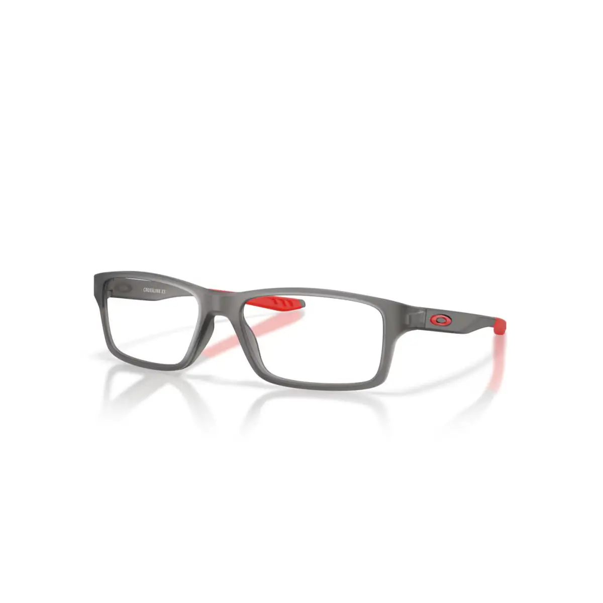 Oakley Crosslink XS Eyeglasses OY8002-0349 Grey Smoke Frame Red Icons 49-14-122 - Frame: Gray