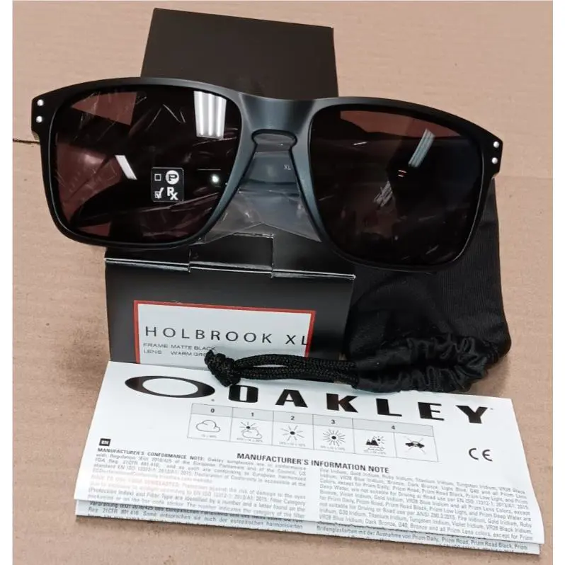Oakley Holbrook XL Matte Black Sunglasses Warm Grey Lenses 9417-0159