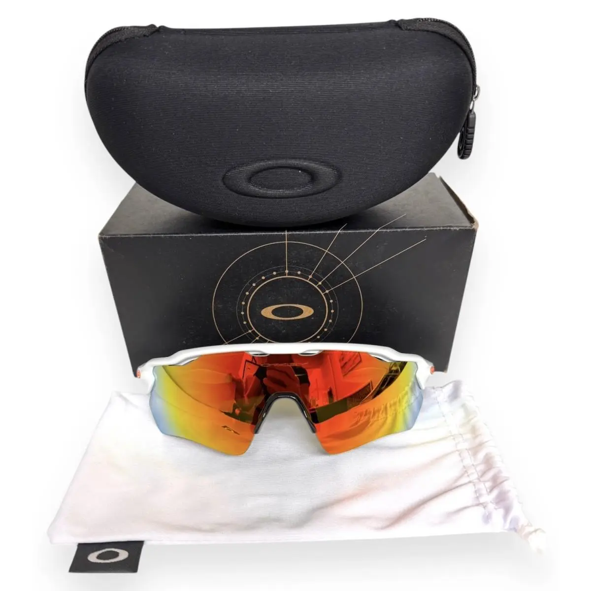 Oakley Radar EV Path Sunglasses OO9208-1638 Polished White Fire Iridium W/case