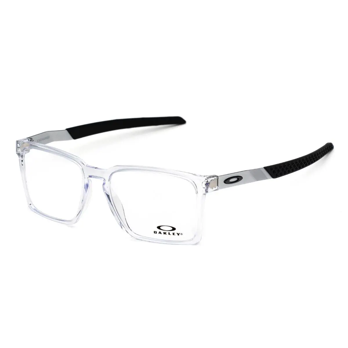 Oakley Eyeglasses Exchange OX8055-0356 56-17 Polished Clear Silver Frames - Frame: Polished Clear / Silver, Lens: Demos with Imprint