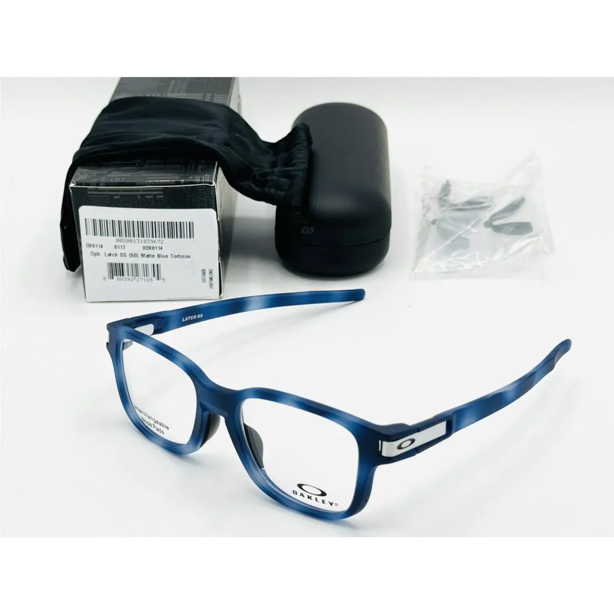 Latch SS Eyeglasses Frame Matte Blue Tortoise OX8114 W/ 4 Nose Pads by Oakley
