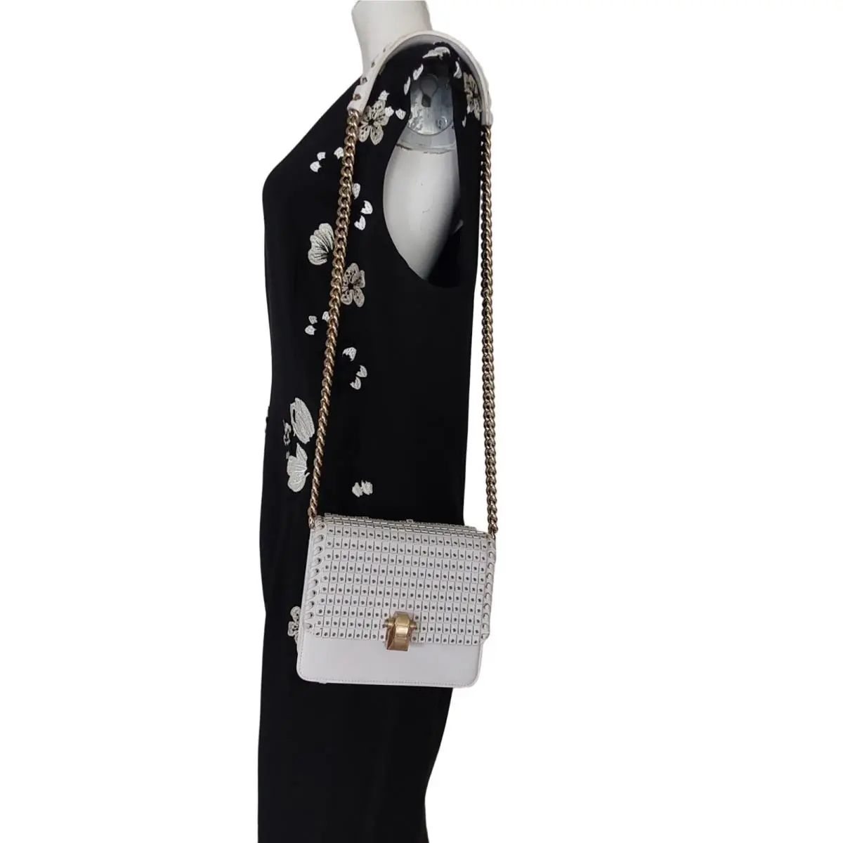 Roberto Cavalli White and Gold Era Cross Body Bag