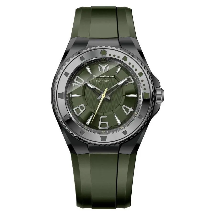 Technomarine Lusso Mare Quartz Olive Green Dial Men`s Watch TM-225025 - Dial: Olive Green, Band: Olive Green, Bezel: Grey
