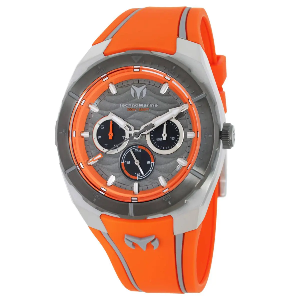 Technomarine Cruise Quartz Grey Dial Men`s Watch TM-125018 - Dial: Grey, Band: Orange, Bezel: Silver-tone
