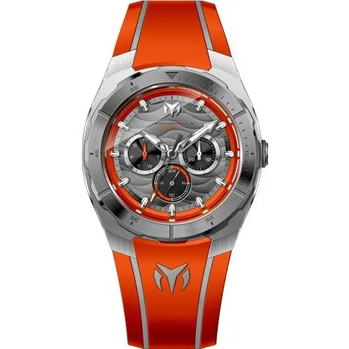 Technomarine Men`s Cruise 43mm Quartz Watch TM-125018 - Dial: Black, Band: Red, Dial Family: Black
