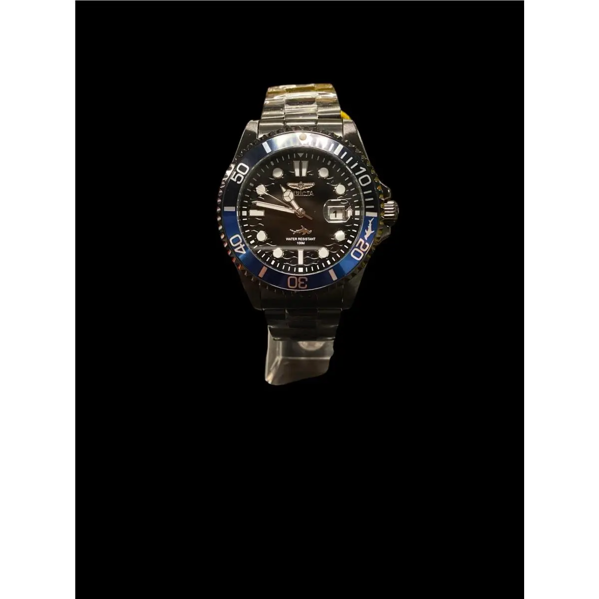 Men`s Pro Diver 43mm Quartz Watch Two Tone Band and Bezel Black Black Blue by Invicta