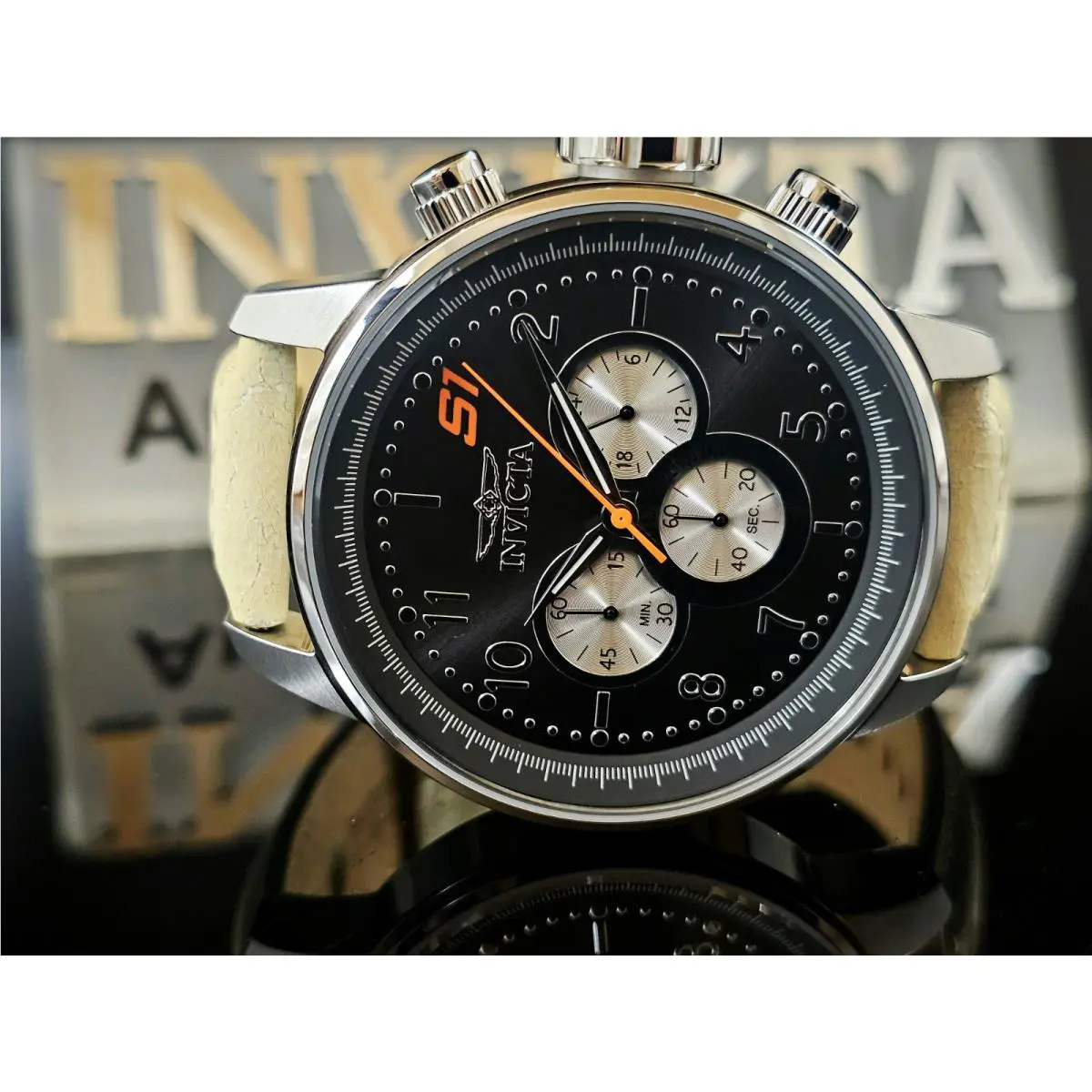 Invicta S1 Rally 48mm Champion Tan Leather Strap w/ Box and Tag Men`s Watch
