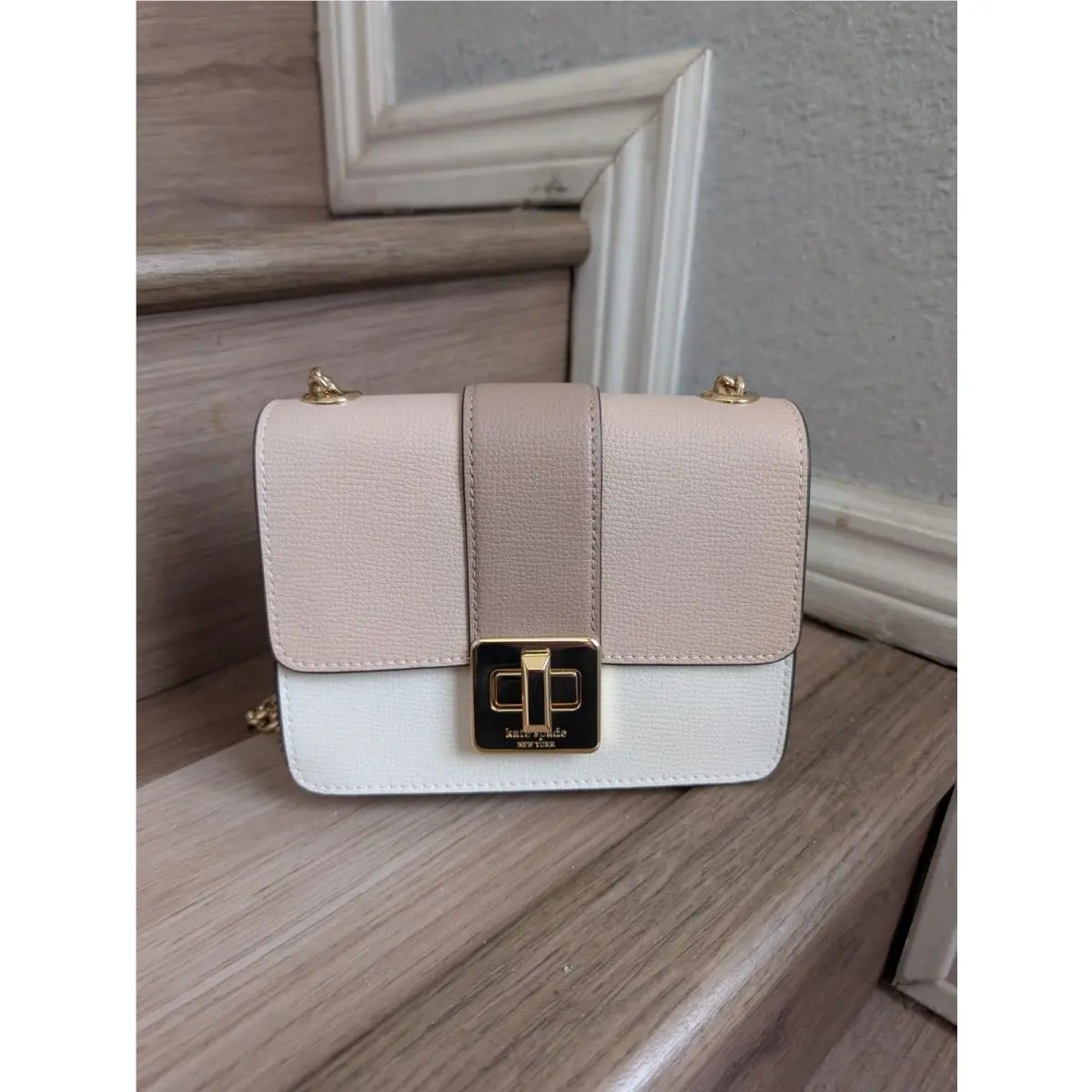 Kate Spade KK897 Phoebe Color Block Leather Turnlock Mini Flap Crossbody