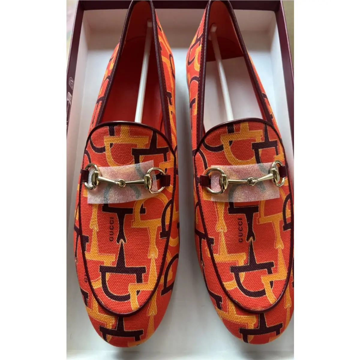 Gucci Orange Logo Jordan Horsebit Pattern Loafers Women’s US 9.5/EU 39.5