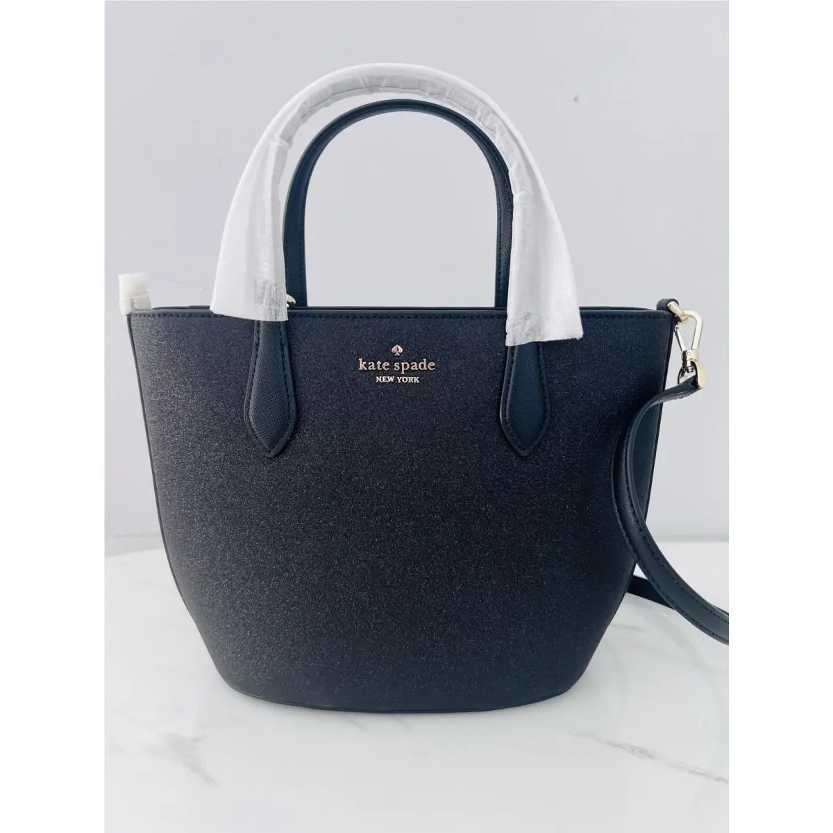 Kate Spade Glimmer Satchel Crossbody Glitter Black