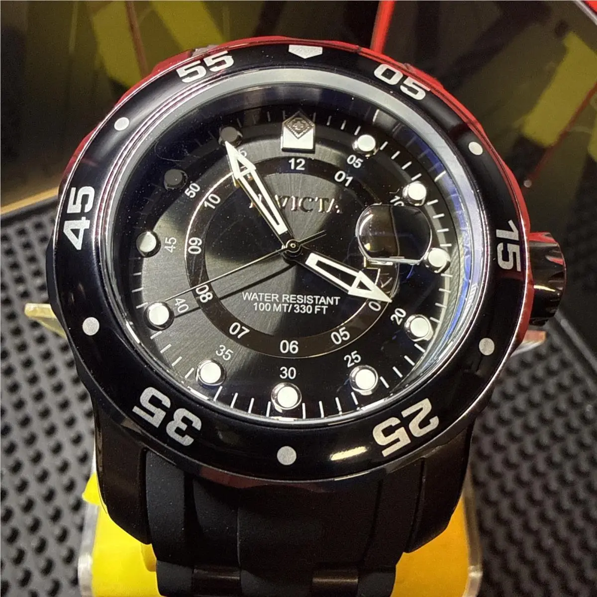 Invicta Pro Diver 6996 Men`s Watch 48mm Scuba Gmt Swiss Quartz Gunmetal Black