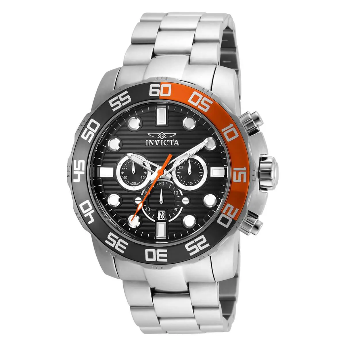 Invicta Men`s Watch Pro Diver Scuba Chrono Charcoal Dial Steel Bracelet 22230 - Charcoal, Dial: Charcoal, Band: Silver