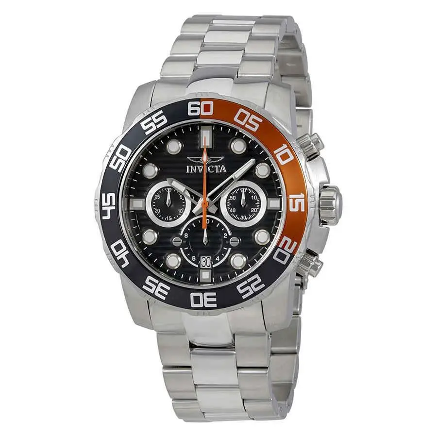 Invicta Pro Diver Chronograph Charcoal Dial Men`s Watch 22230 - Dial: Charcoal, Band: Silver-tone, Bezel: Silver-tone