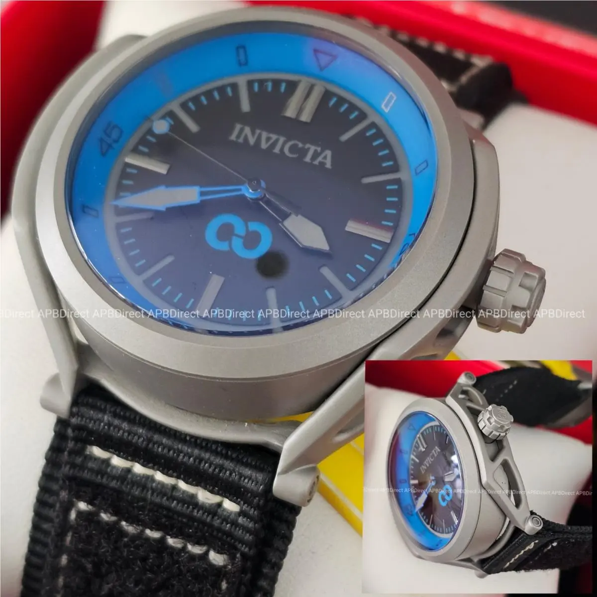 Invicta - Corduba - Black Nylon Strap - Brushed Gray Case / Blue Mens Watch