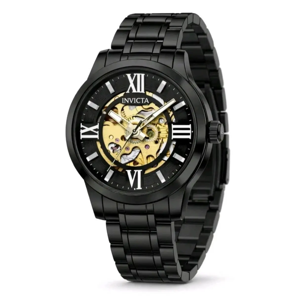 Invicta Objet D Art Automatic Men`s 41mm Black Skeleton Watch 69507 - Dial: Black, Band: Black, Bezel: Black
