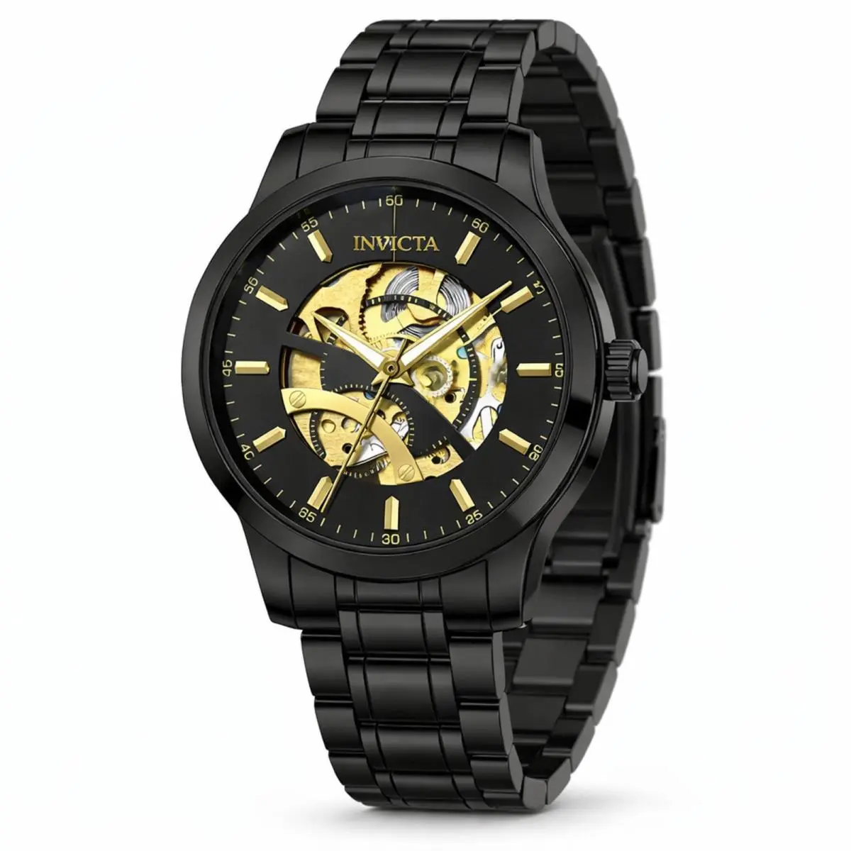 Invicta Men`s Watch Objet D Art Skeleton Dial Black Case Bracelet 69507