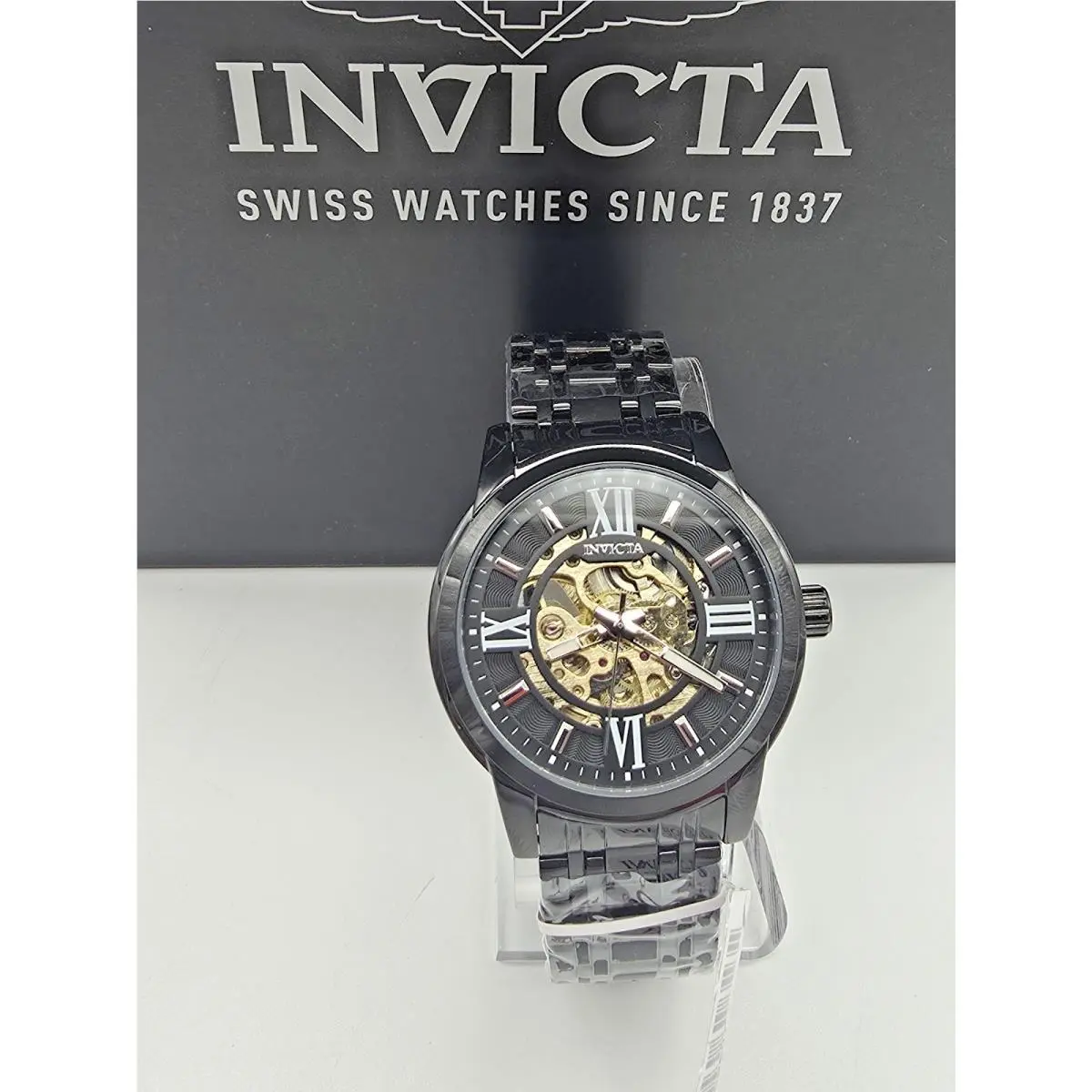 69507 Objet D Art Automatic 43mm Black Skeleton Dial Watch by Invicta