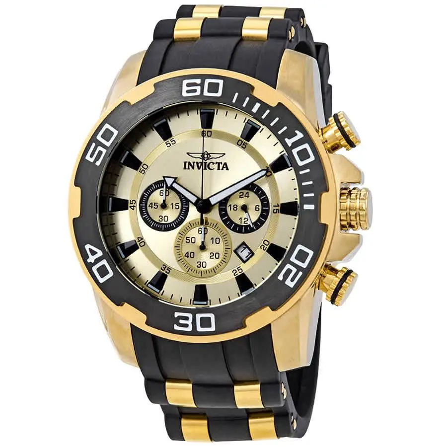 Invicta Pro Diver Chronograph Gold Dial Men`s Watch 22346