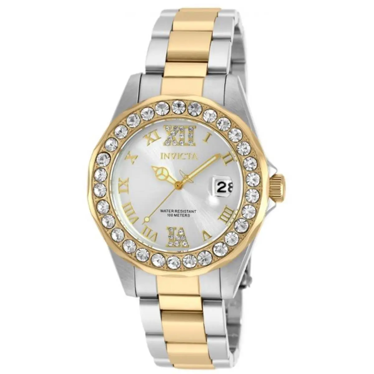 20215 Pro Diver Lady Silver Dial Qartz Gold Stainless Steel Watch by Invicta
