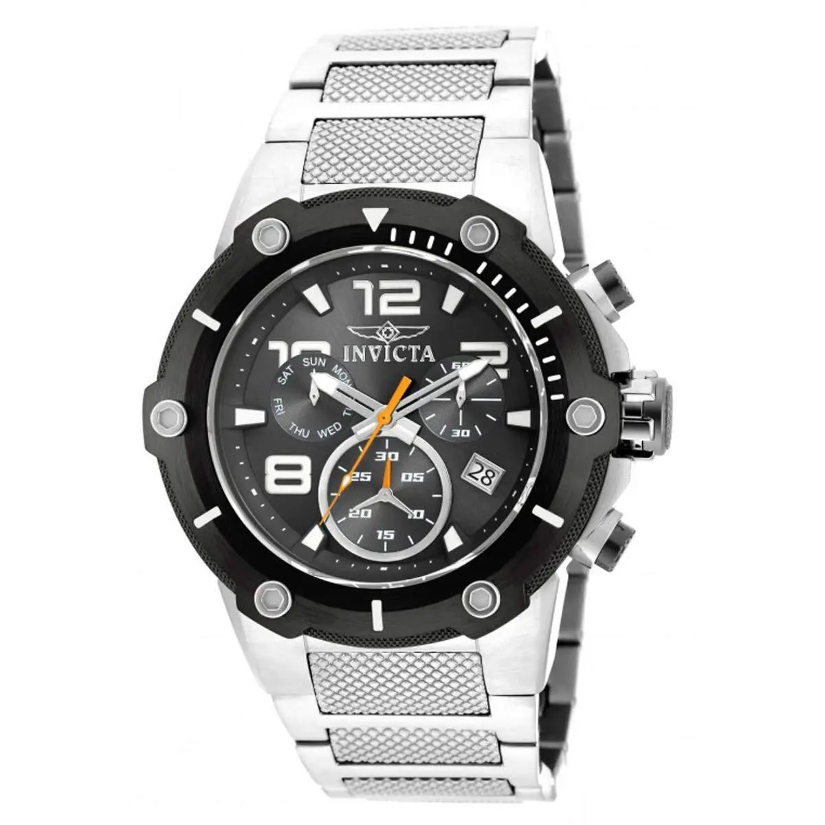 Invicta Men`s Watch Speedway Chrono Black Dial Stainless Steel Bracelet 19528