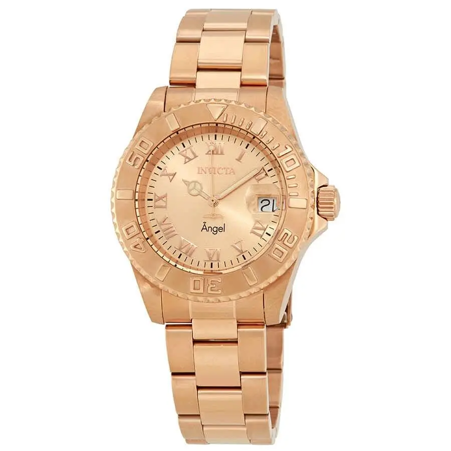 Invicta Angel Rose Dial Rose Gold-tone Ladies Watch 14322 - Dial: Rose, Band: 18kt Rose Gold-plated, Bezel: 18kt Rose Gold-plated