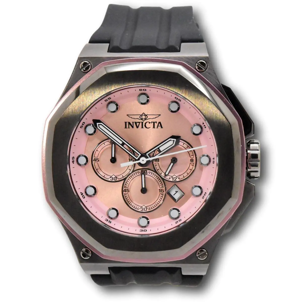 Invicta Akula Kasmat Men`s 50mm Pink Dial Gunmetal Chronograph Watch 49141
