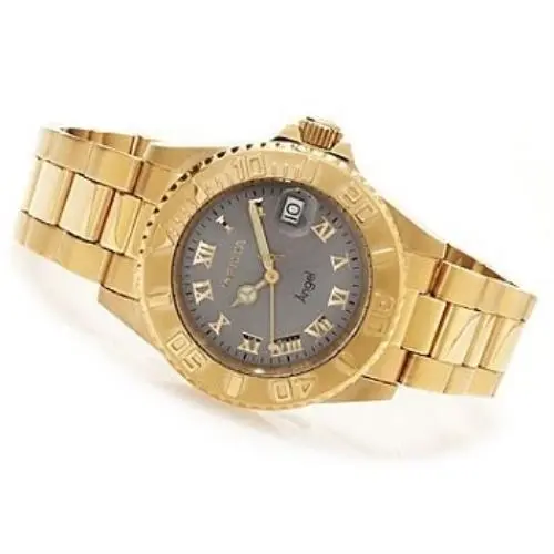 Angel Charcoal Grey Dial Yellow Gold-plated Ladies Watch 14366 by Invicta