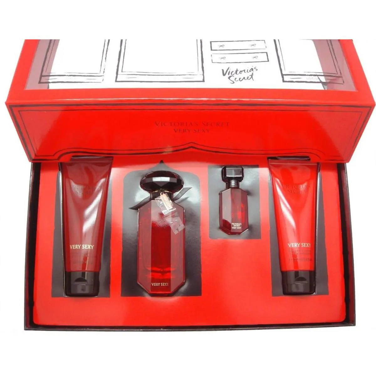 Victoria`s Secret Very Sexy 4 Piece Fragrance Lotion Gift Set Deluxe