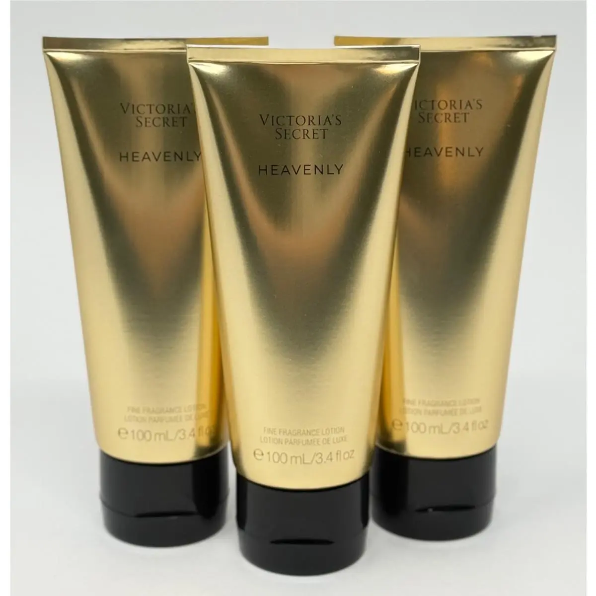 3 Victoria`s Secret Heavenly Fine Fragrance Lotion Cream Body 3.4 OZ Gold Tube by Victoria's Secret